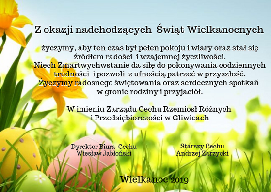 Życzenia wielkanocne 2019r.