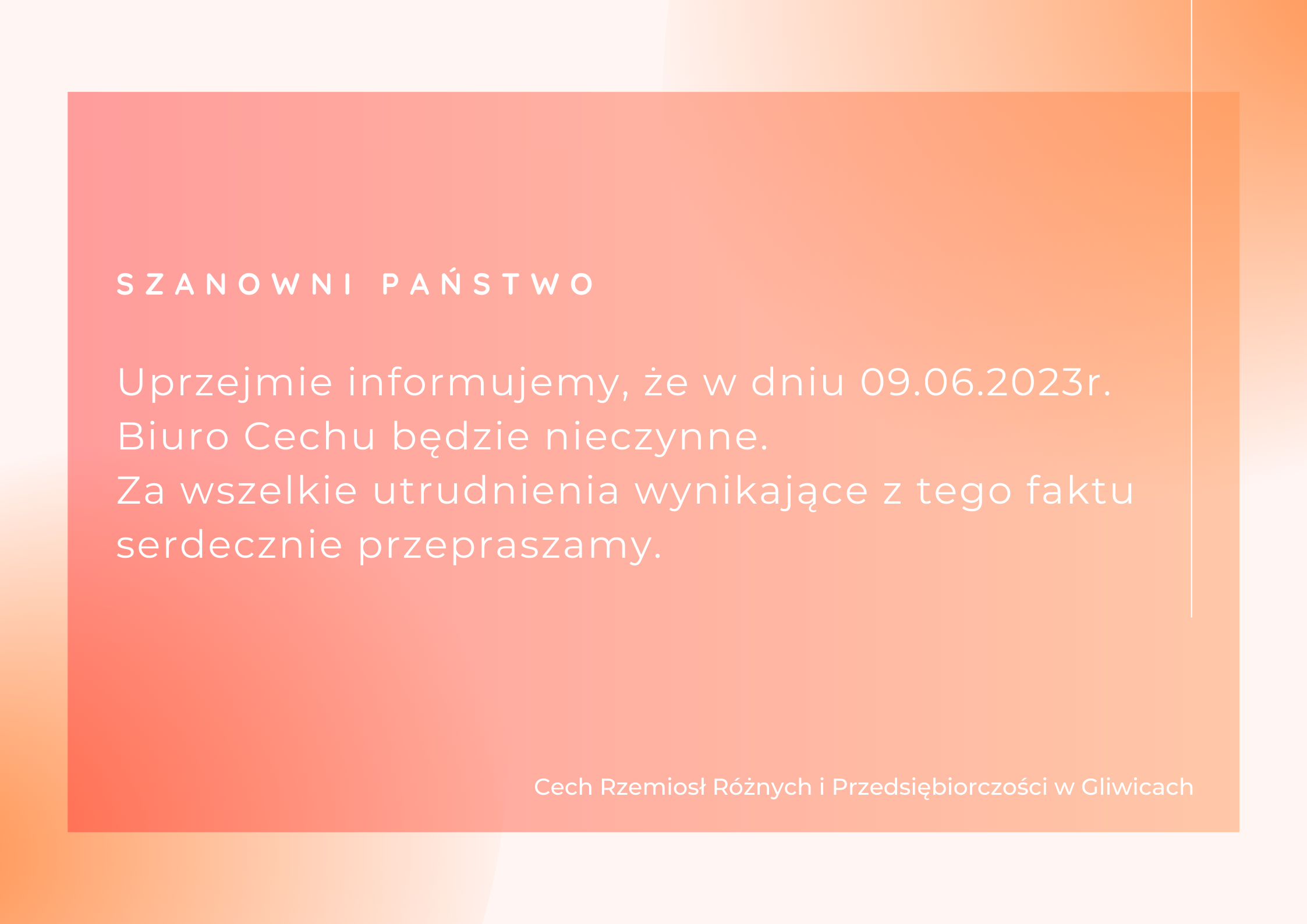 Biuro nieczynne 09.06.2023r. 