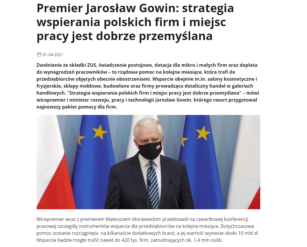 Odpowiedź dot. Pisma skierowanego do Premiera Jarosława Gowina