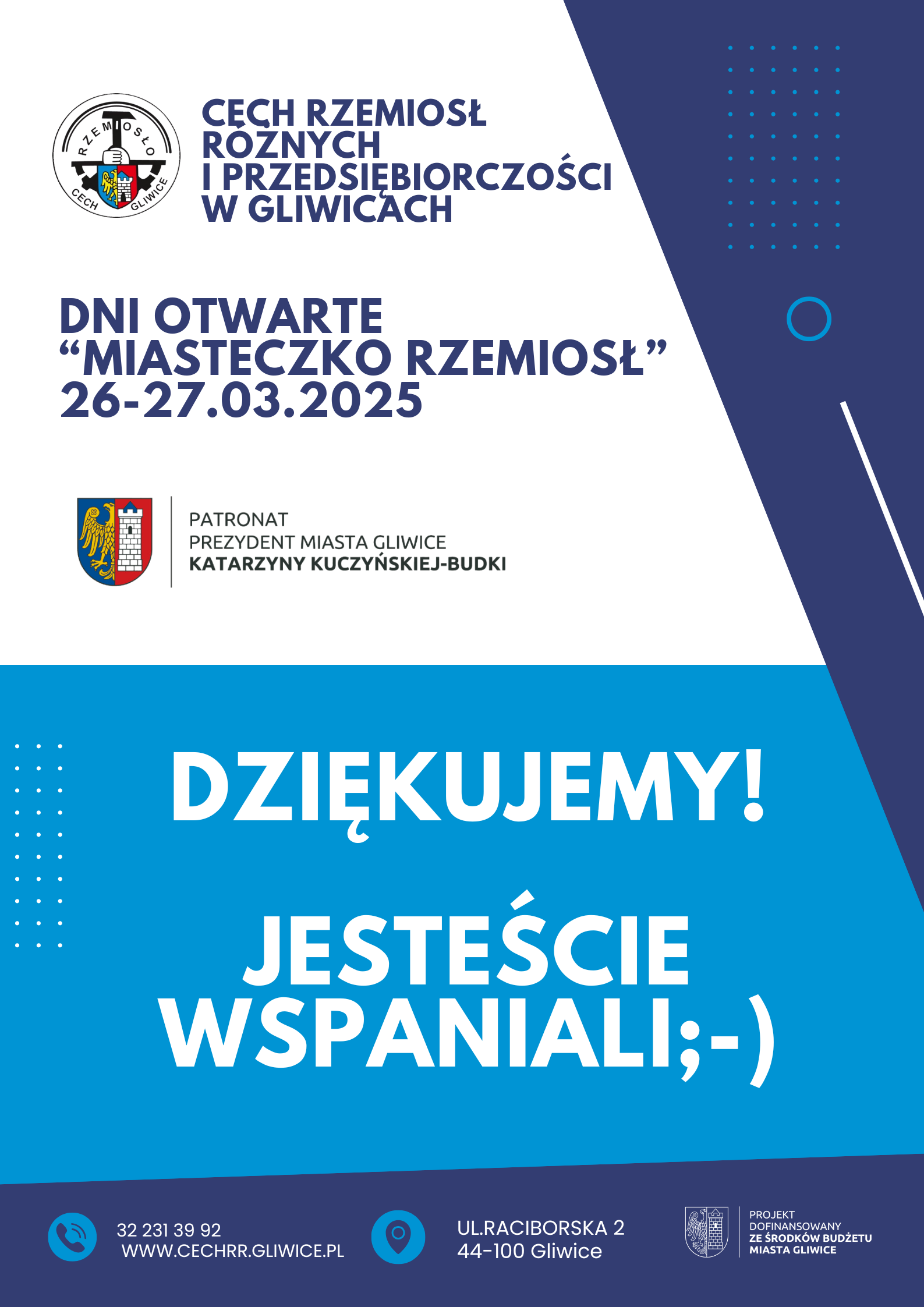 Podziękowania za udział i pomoc w III edycji Dni Otwartych - Miasteczko Rzemiosł  