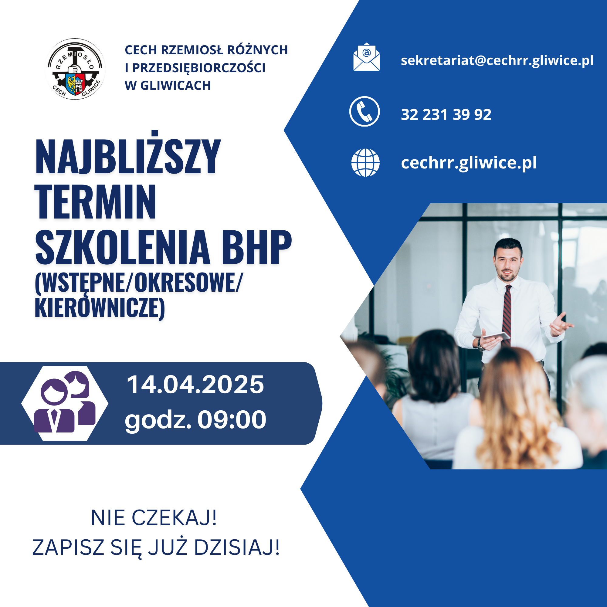 Zaproszenie na kolejne szkolenia BHP - 14.04.2025
