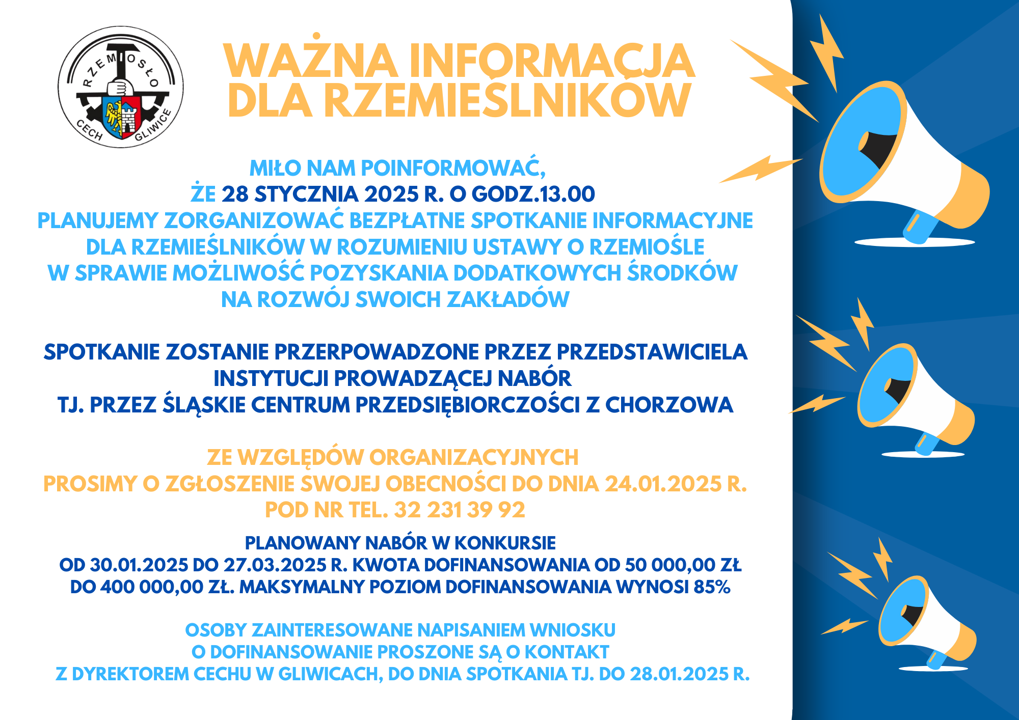 Ważne spotkanie informacyjne dla Rzemieślników - 28.01.2025 r.
