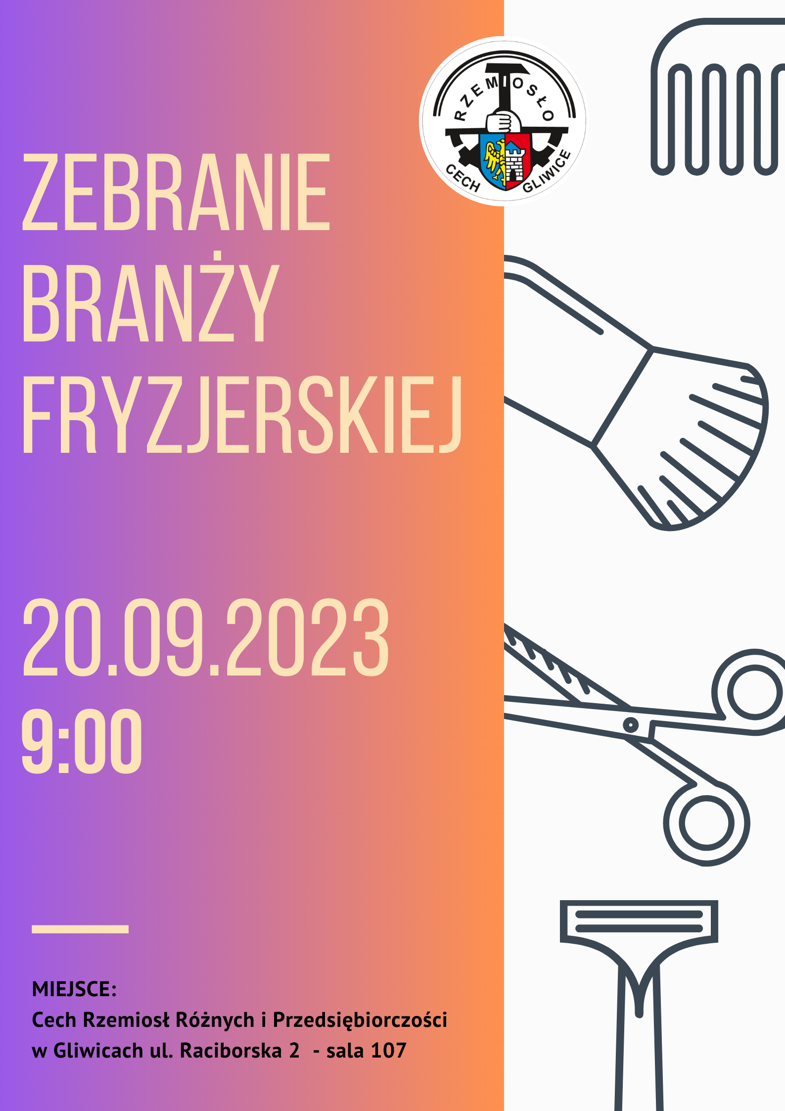 Zebranie branży fryzjerskiej 20.09.2023r. godzina 9:00